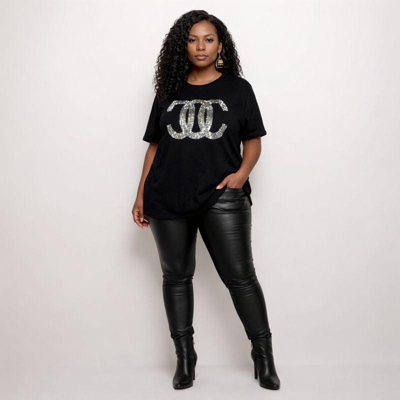 Studded Short Sleeve Cotton T-Shirt