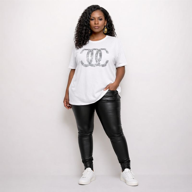 Studded Short Sleeve Cotton T-Shirt