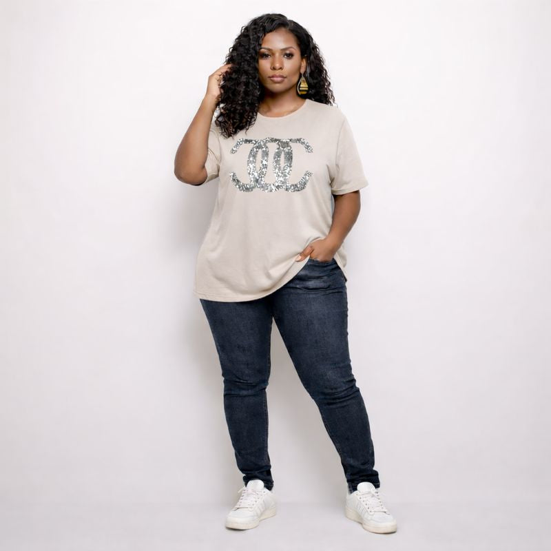 Studded Short Sleeve Cotton T-Shirt