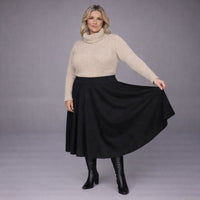 Faux Suede Elastic Waist Skater Skirt