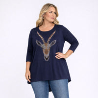 Dipped Hem Diamanté Gazelle Top