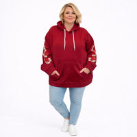 FLORAL SLEEVE POCKET FRONT HOODIE / JUMPER