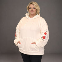 FLORAL SLEEVE POCKET FRONT HOODIE / JUMPER