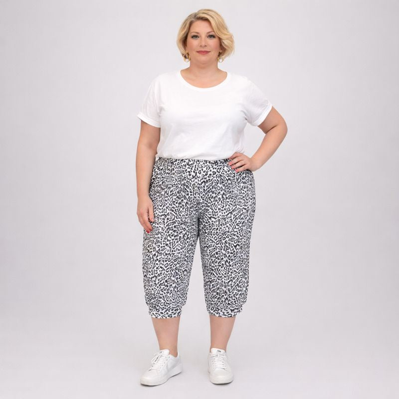 Leopard Jersey 3/4 Length Loose Fitting Ali Baba Pants / Shorts