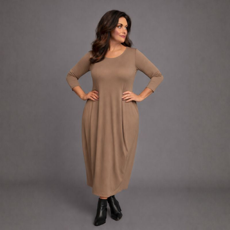 Long Sleeve Calf Length Dress