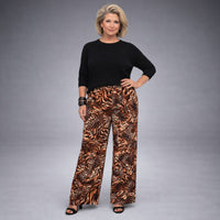 Fine Leopard Elasticated Waist Palazzo Trousers