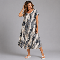 Cotton A-Line Short Sleeve Midi Dress