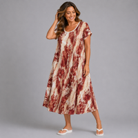 Cotton A-Line Short Sleeve Midi Dress