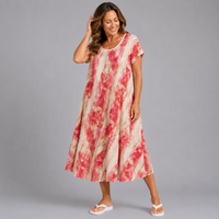 Cotton A-Line Short Sleeve Midi Dress