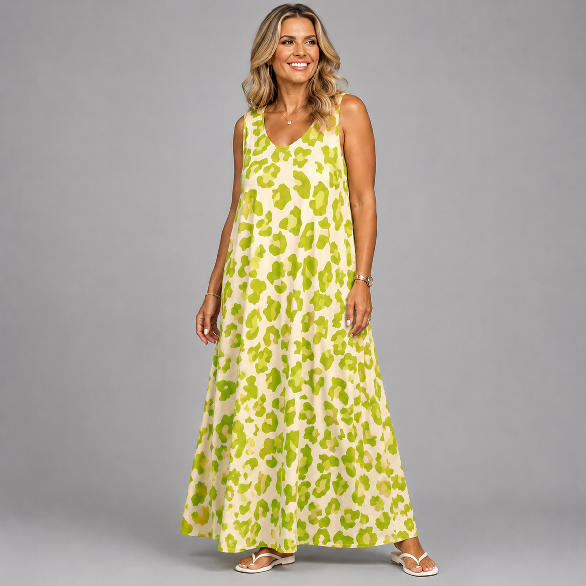 Sleeveless Bold Animal Print Maxi Dress