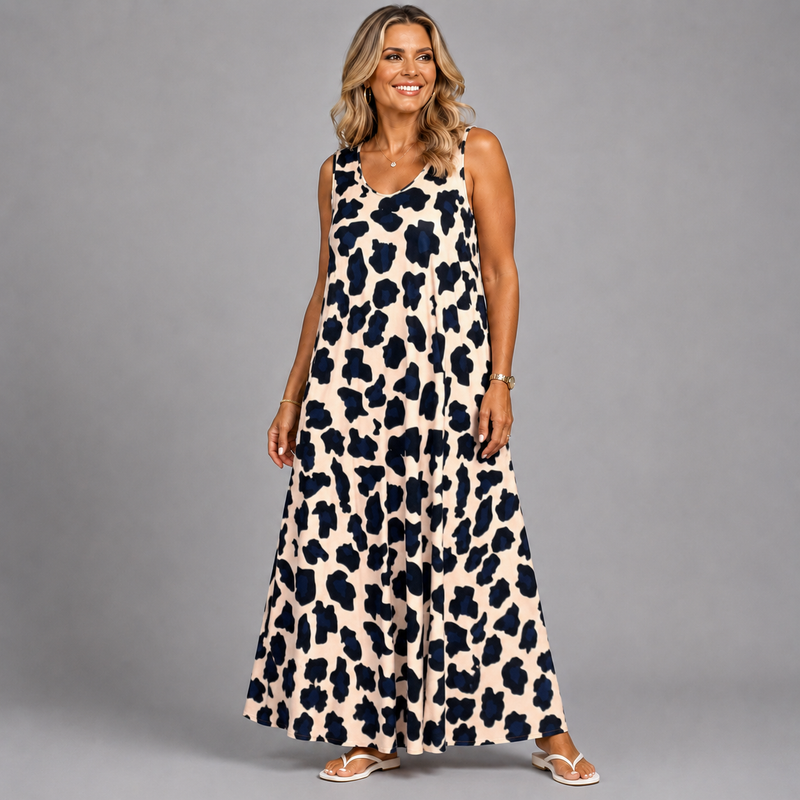 Sleeveless Bold Animal Print Maxi Dress