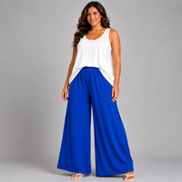 Crepe Wide Leg Elasticated Waist High Rise Palazzo Trousers
