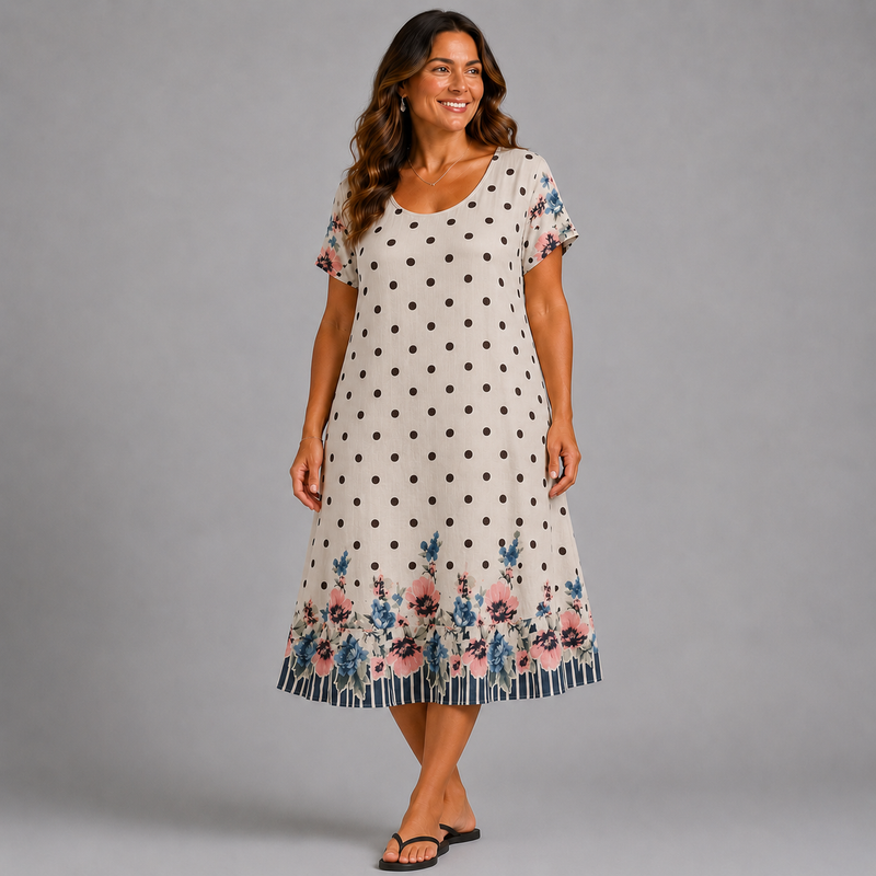 100% Cotton A line Short Sleeve Dress