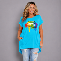 Rainbow Lips Long Pocket T-shirt