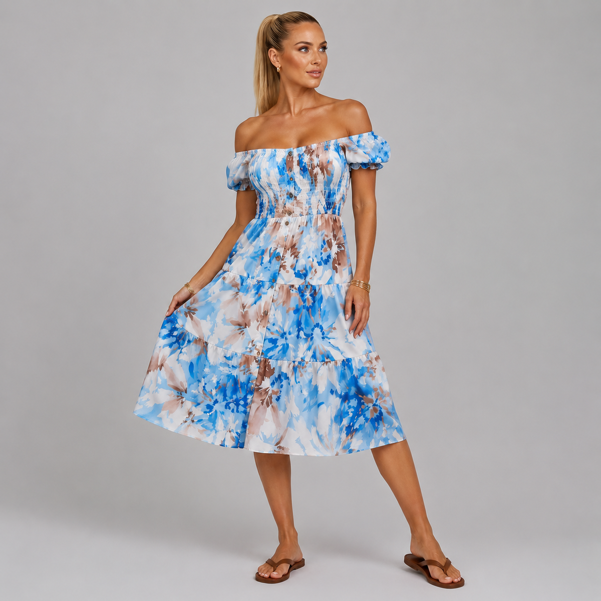 floral abstract middi dress