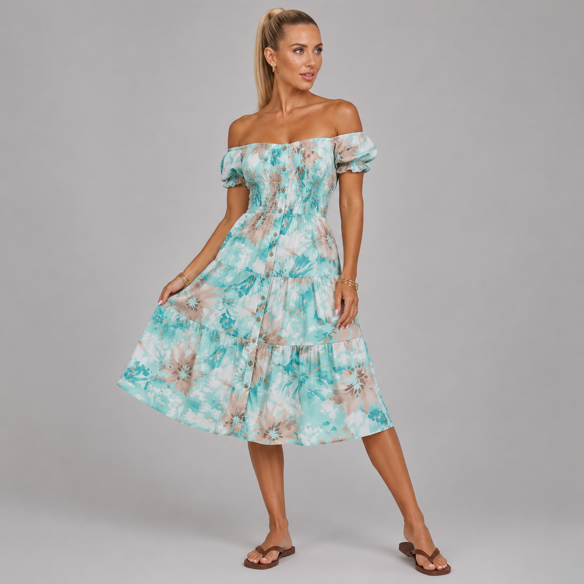 floral abstract middi dress
