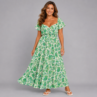 Sweetheart Neck Frilled Hem Maxi Dress