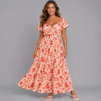 Sweetheart Neck Frilled Hem Maxi Dress