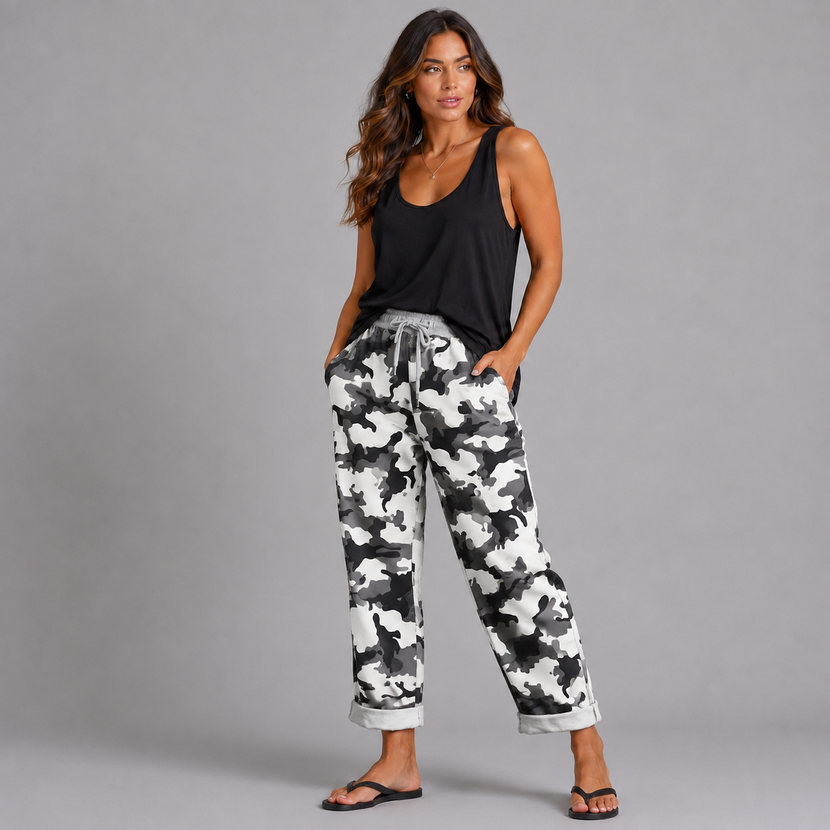 Camoflague Print Joggers with Pockets