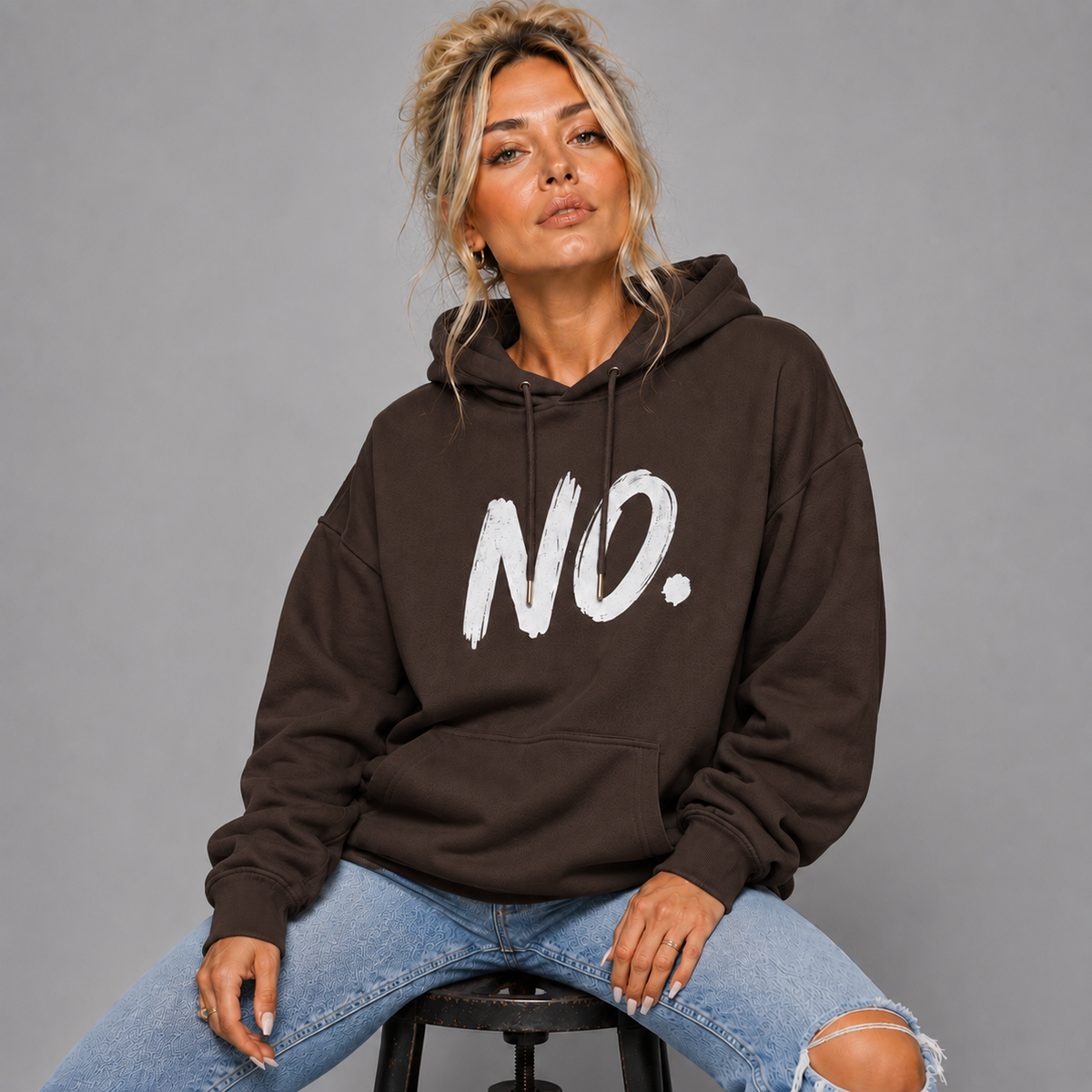 Oversized Cotton Hoodie with NO logo