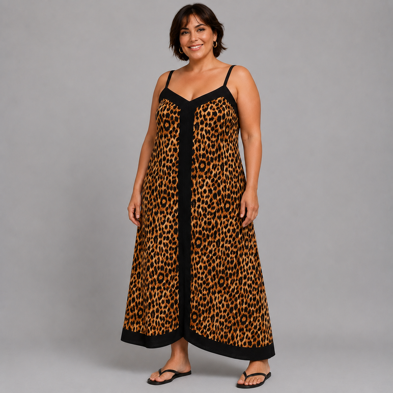 Strappy Hanky Hem Animal Print Dress