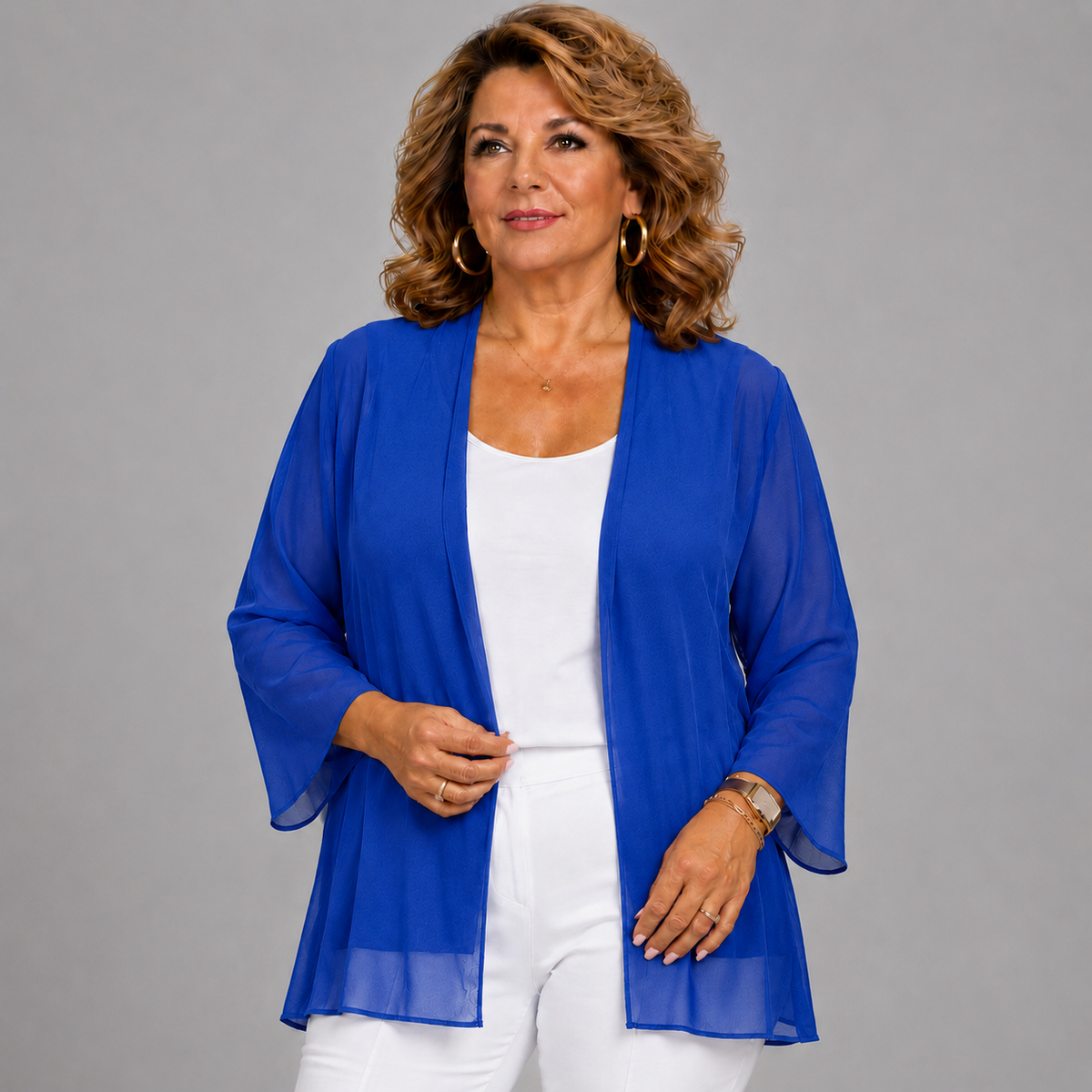 Chiffon Cover Up Open Front Jacket