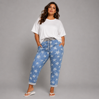 Stonewashed Blue Star Print Joggers