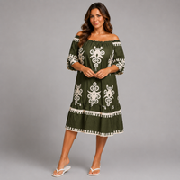 Off Shoulder Frilled Hem Bell Sleeve Dress
