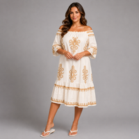 Off Shoulder Frilled Hem Bell Sleeve Dress