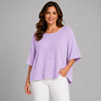 Soft Knit 1/2 Sleeve Slash Neck Jumper