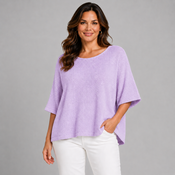 Soft Knit 1/2 Sleeve Slash Neck Jumper