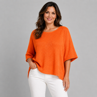 Soft Knit 1/2 Sleeve Slash Neck Jumper