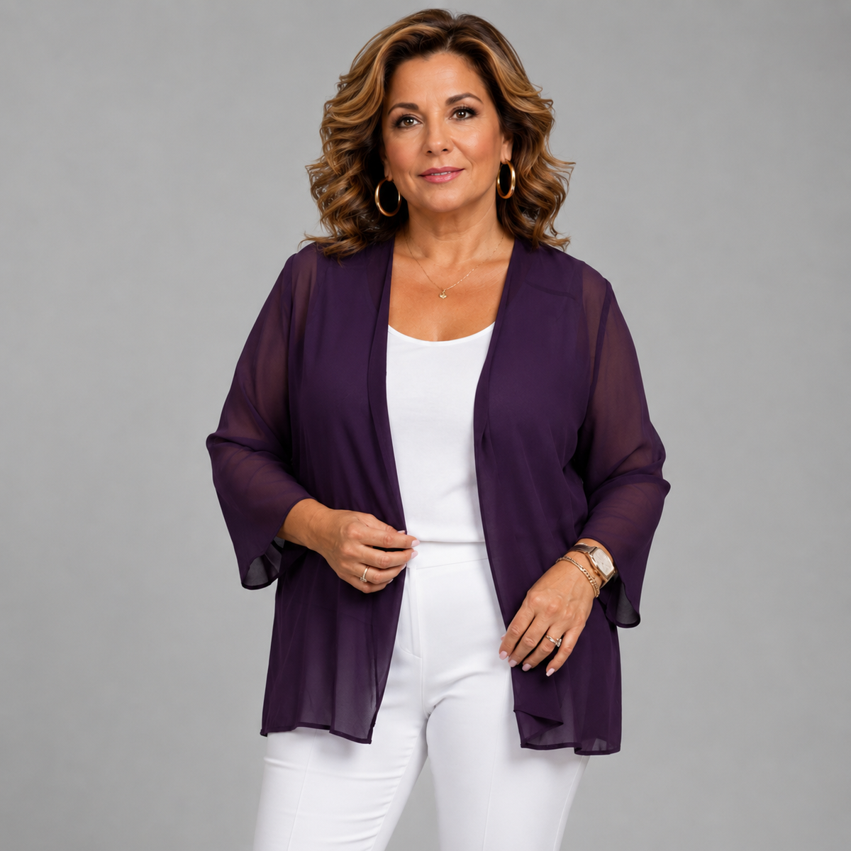 Chiffon Cover Up Open Front Jacket