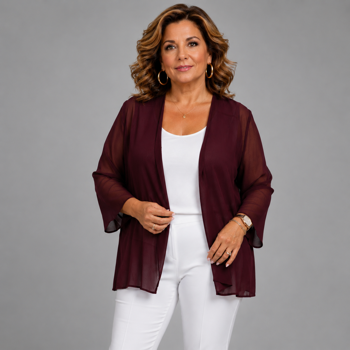 Chiffon Cover Up Open Front Jacket