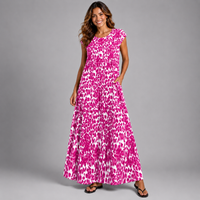 Pleated Leopard Print Maxi Dress