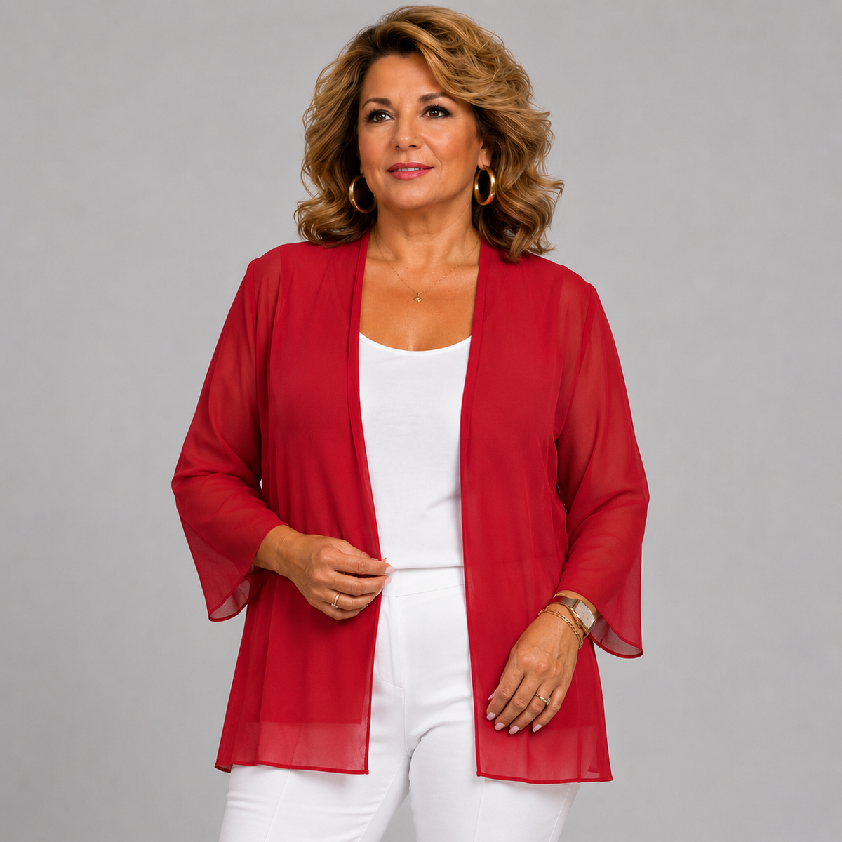 Chiffon Cover Up Open Front Jacket