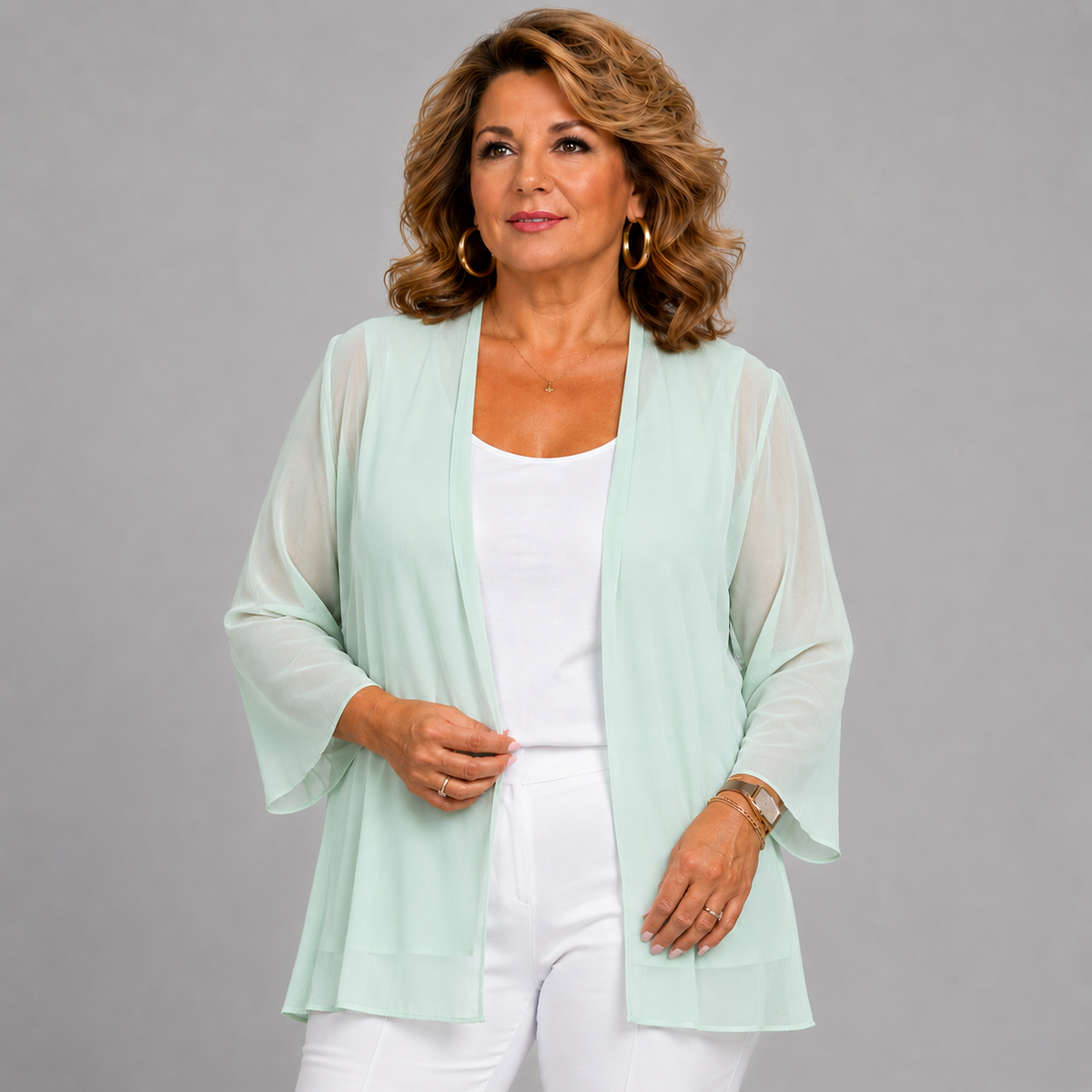 Chiffon Cover Up Open Front Jacket