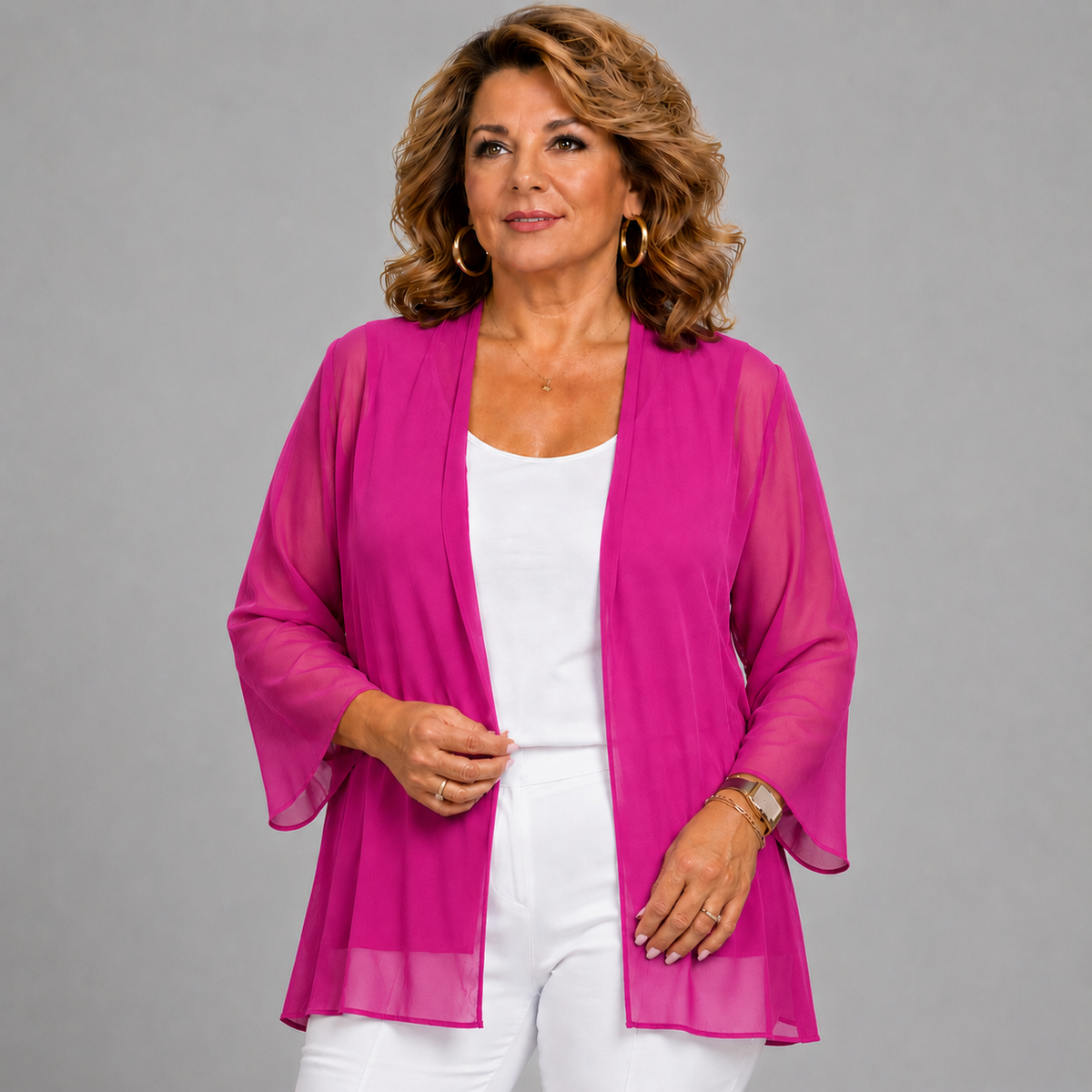 Chiffon Cover Up Open Front Jacket