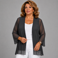 Chiffon Cover Up Open Front Jacket