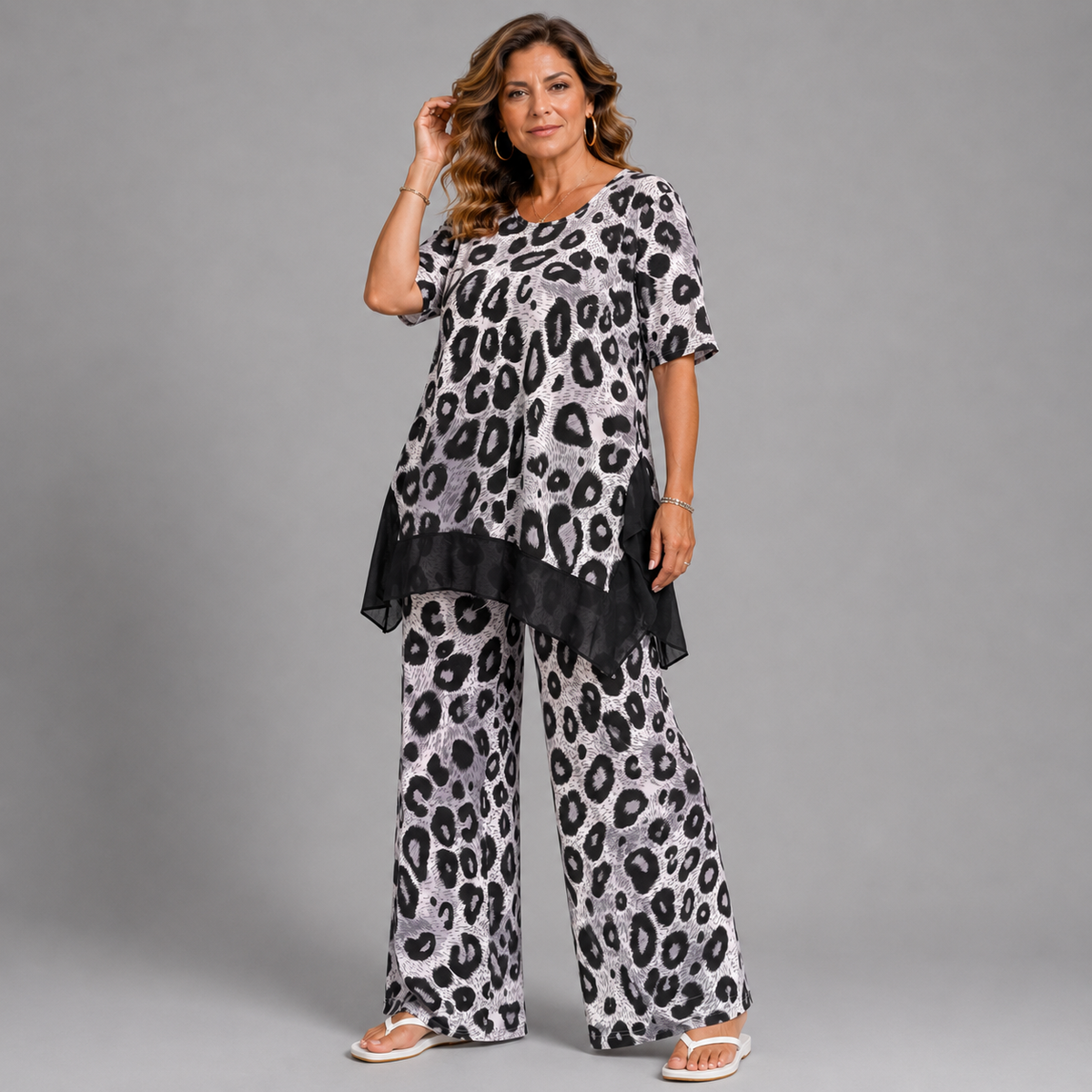Peacock Two Piece Set Palazzo Trousers & Top Outfit Set