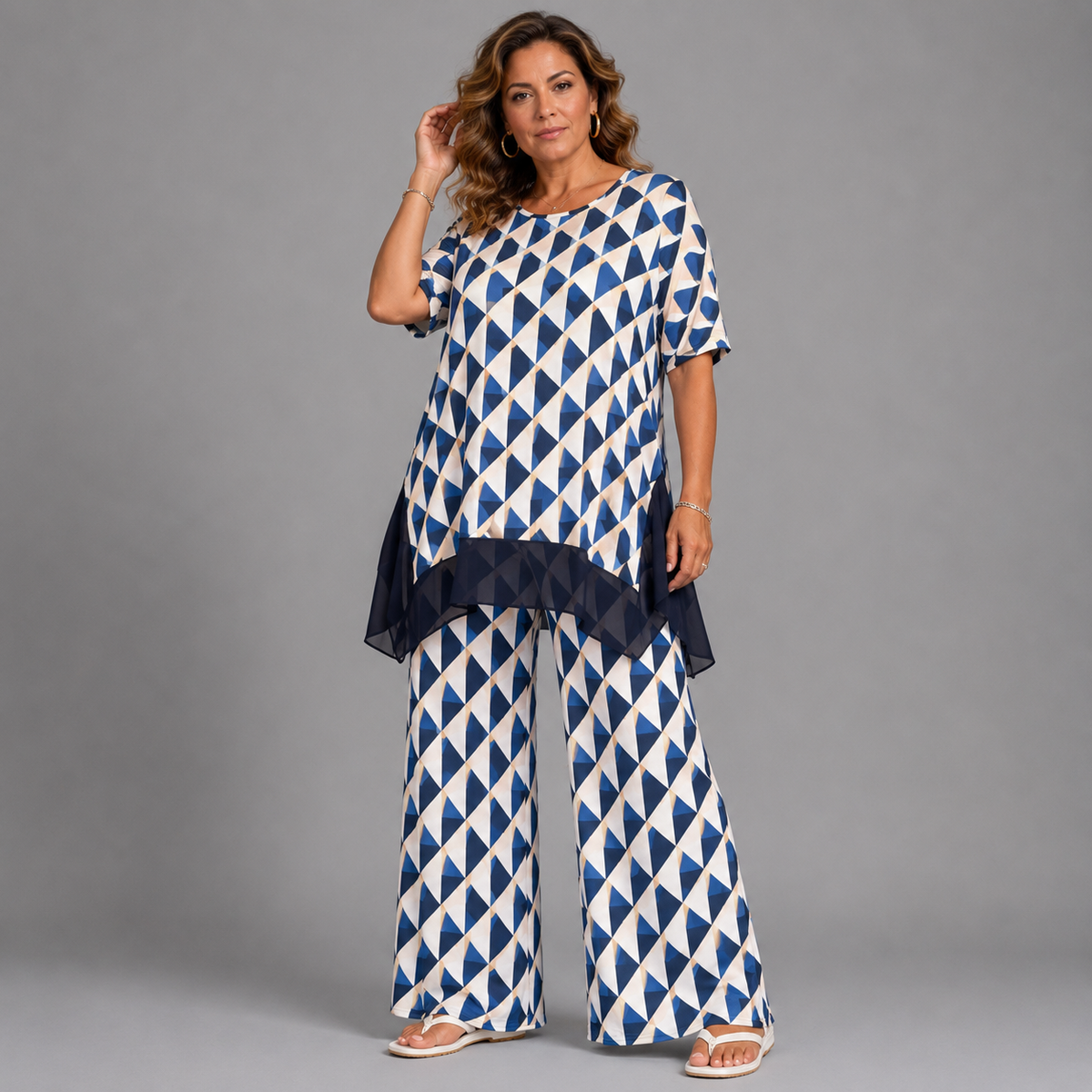 Triangle Print Two Piece Outfit Set
