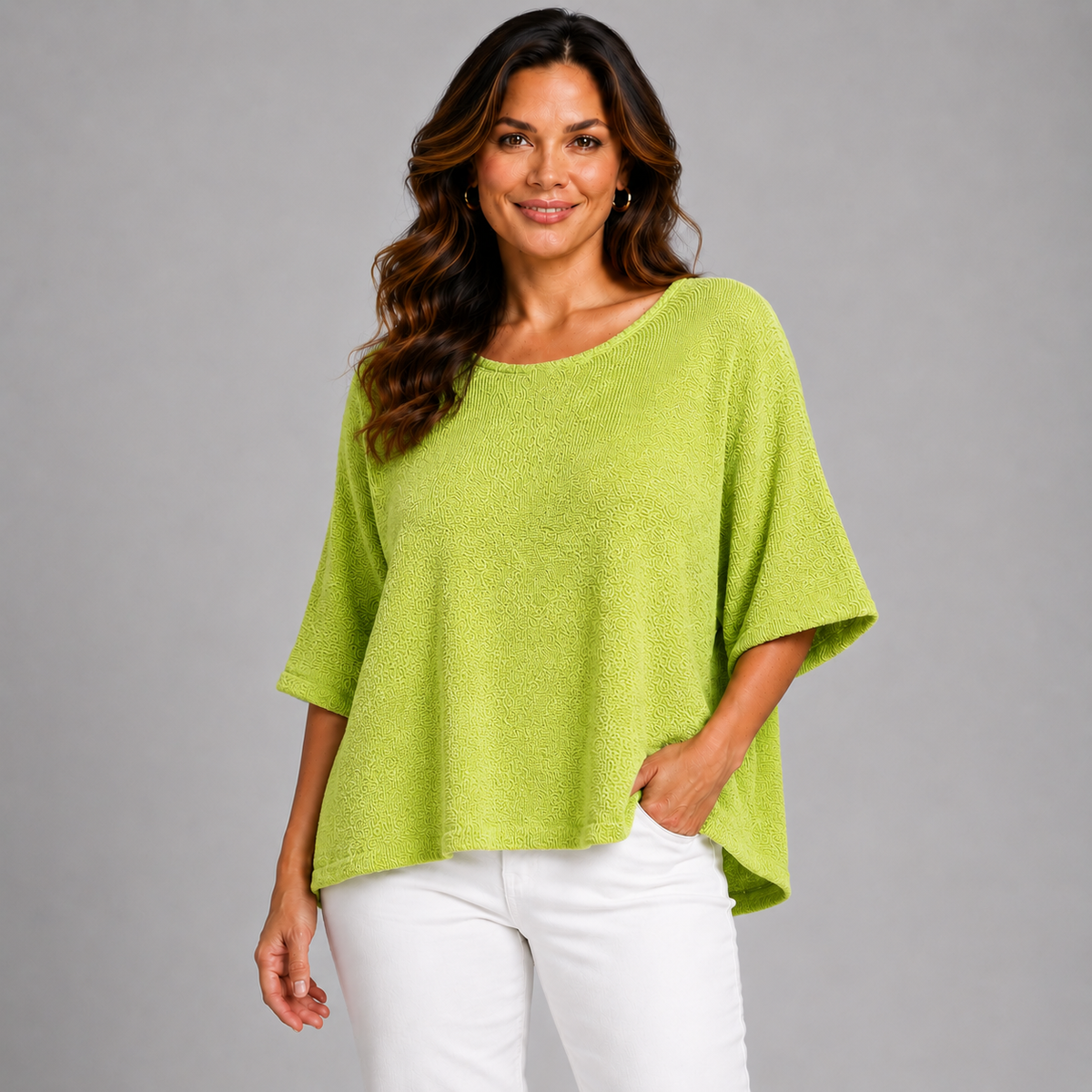 Soft Knit 1/2 Sleeve Slash Neck Jumper