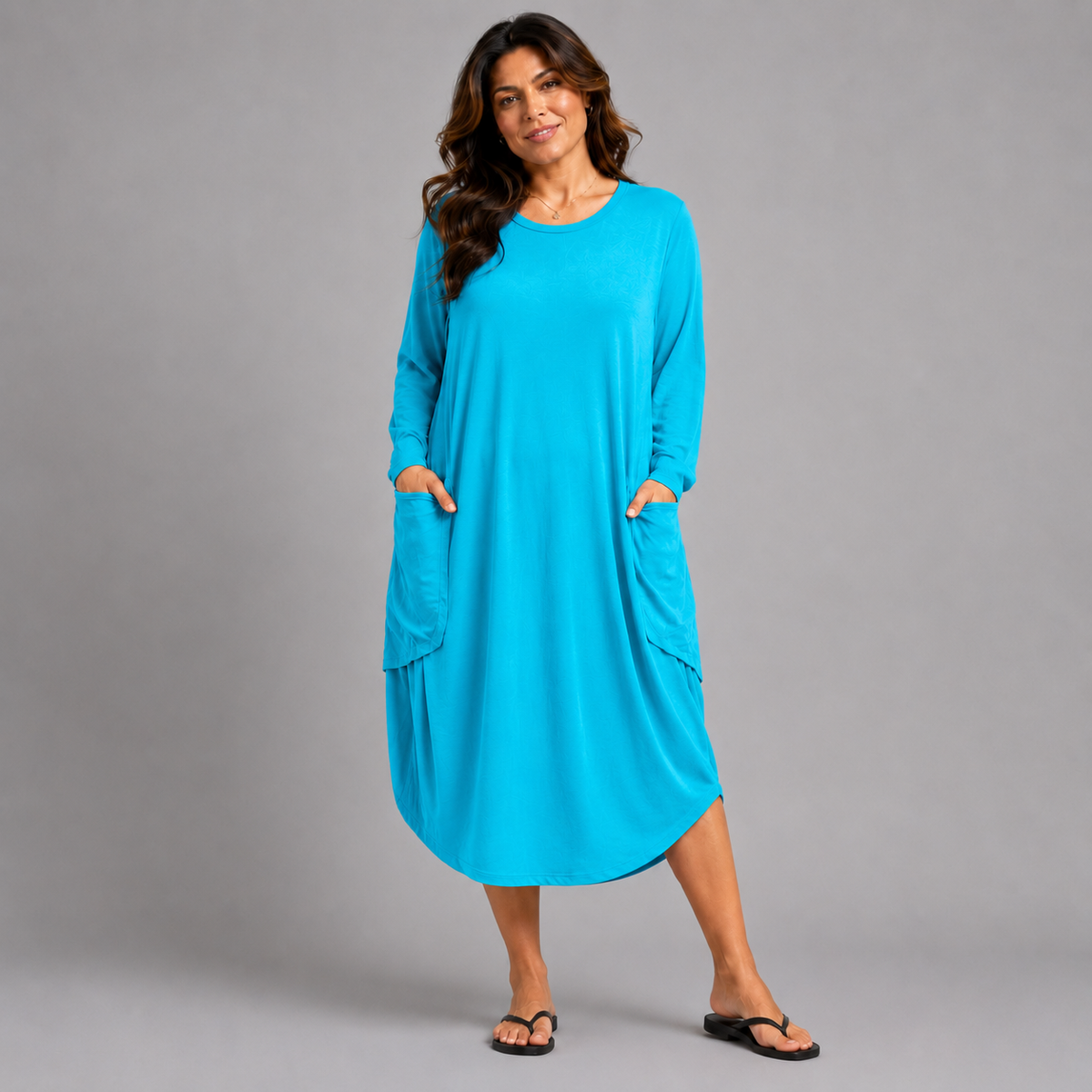 Soft Stretchy Loose Fitting Dress with Pockets