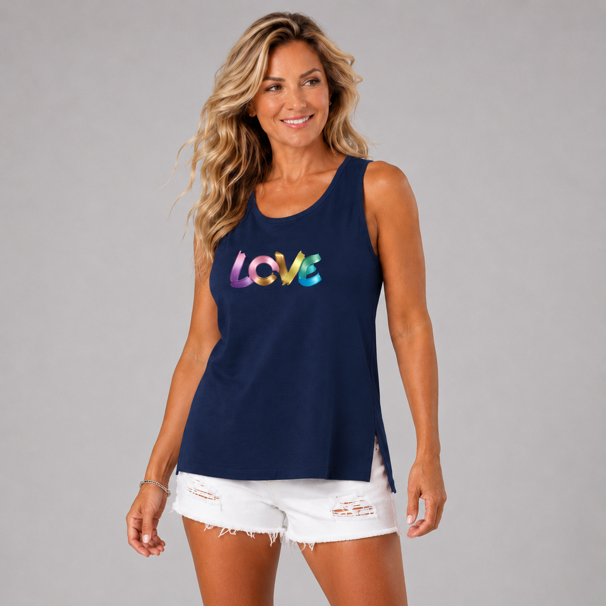 Sleeveless  “LOVE” Logo Cut-Side Vest