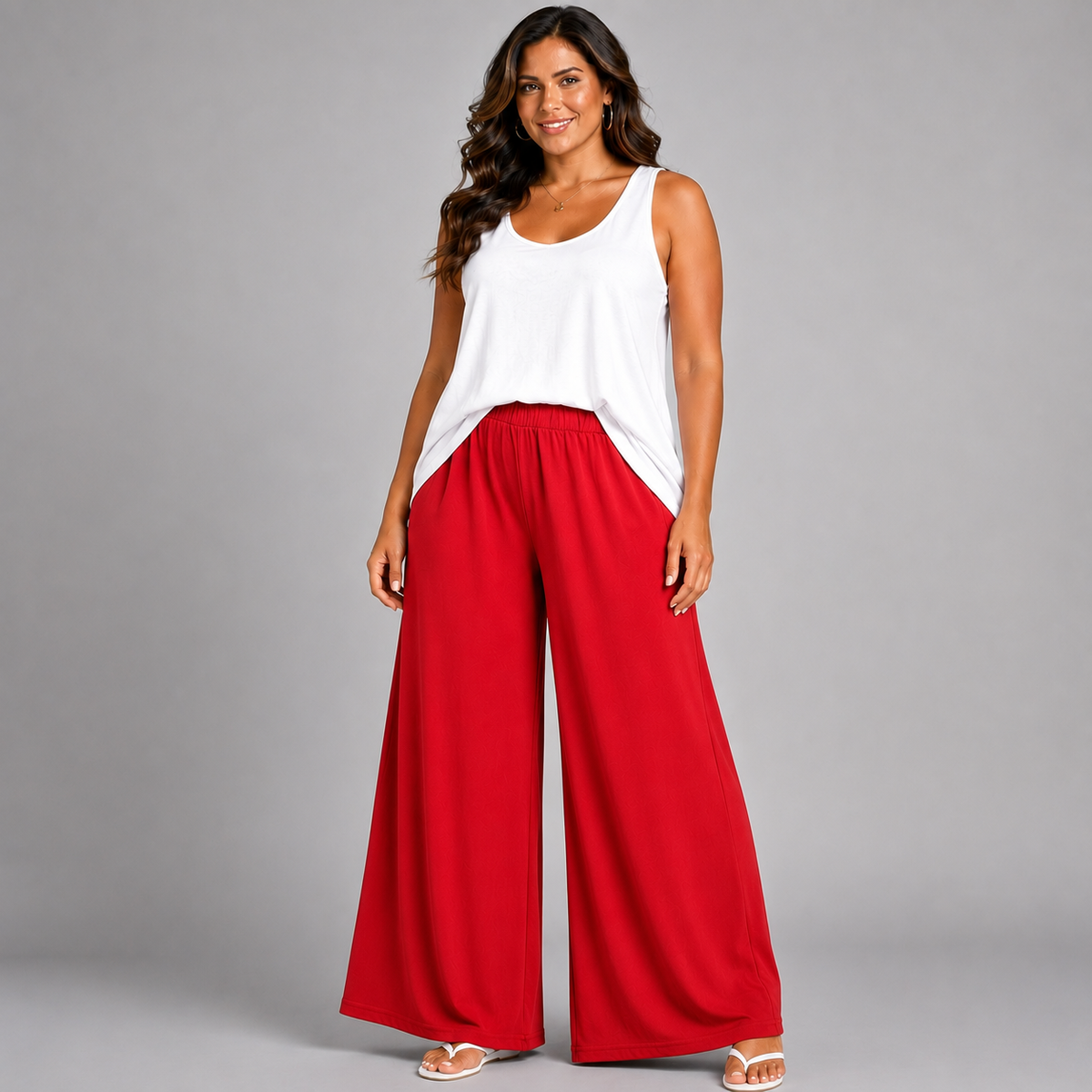 Crepe Wide Leg Elasticated Waist High Rise Palazzo Trousers