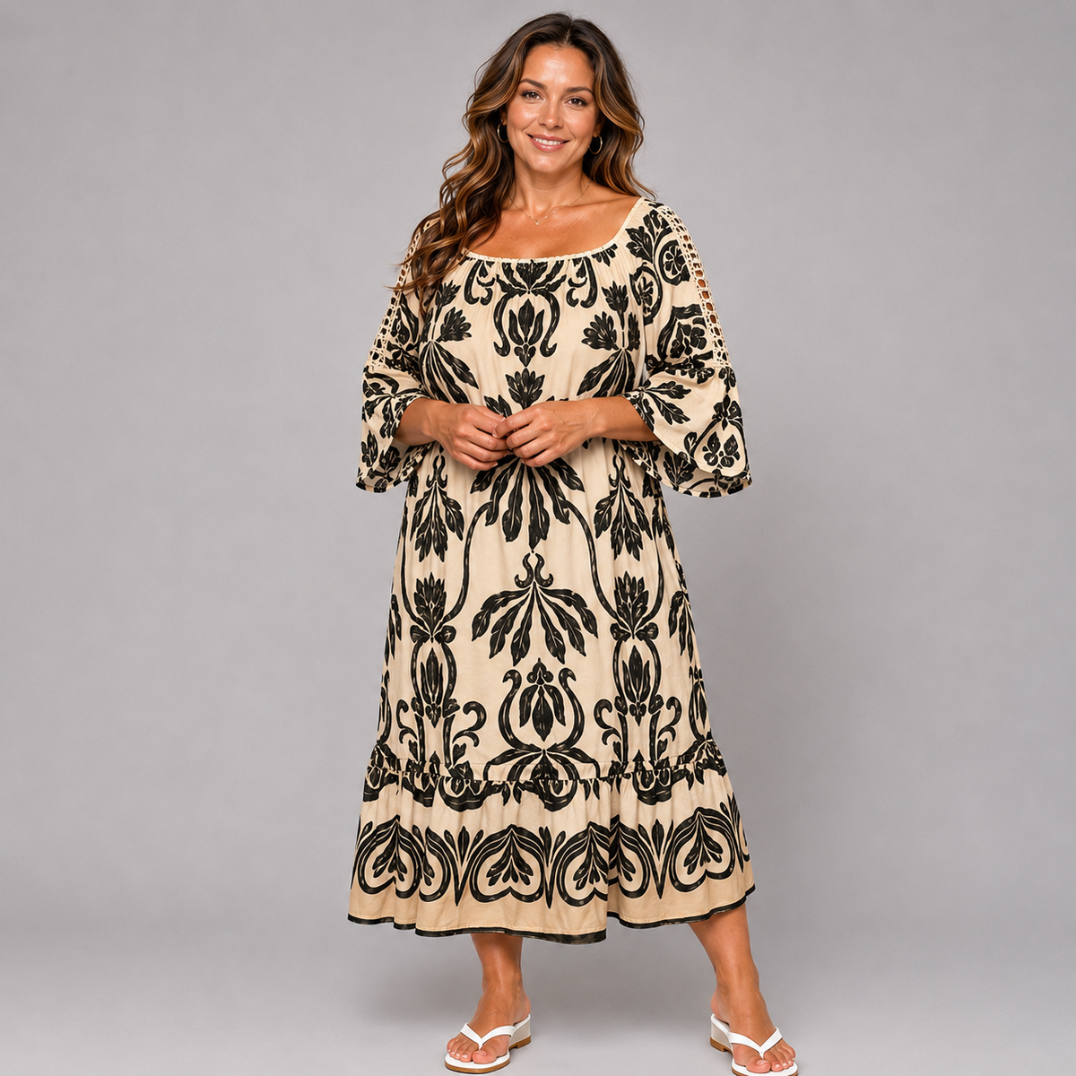Crochet Sleeve Off-Shoulder Gypsy Dress