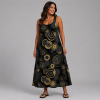 Sleeveless Smock Dress with Metallic Print