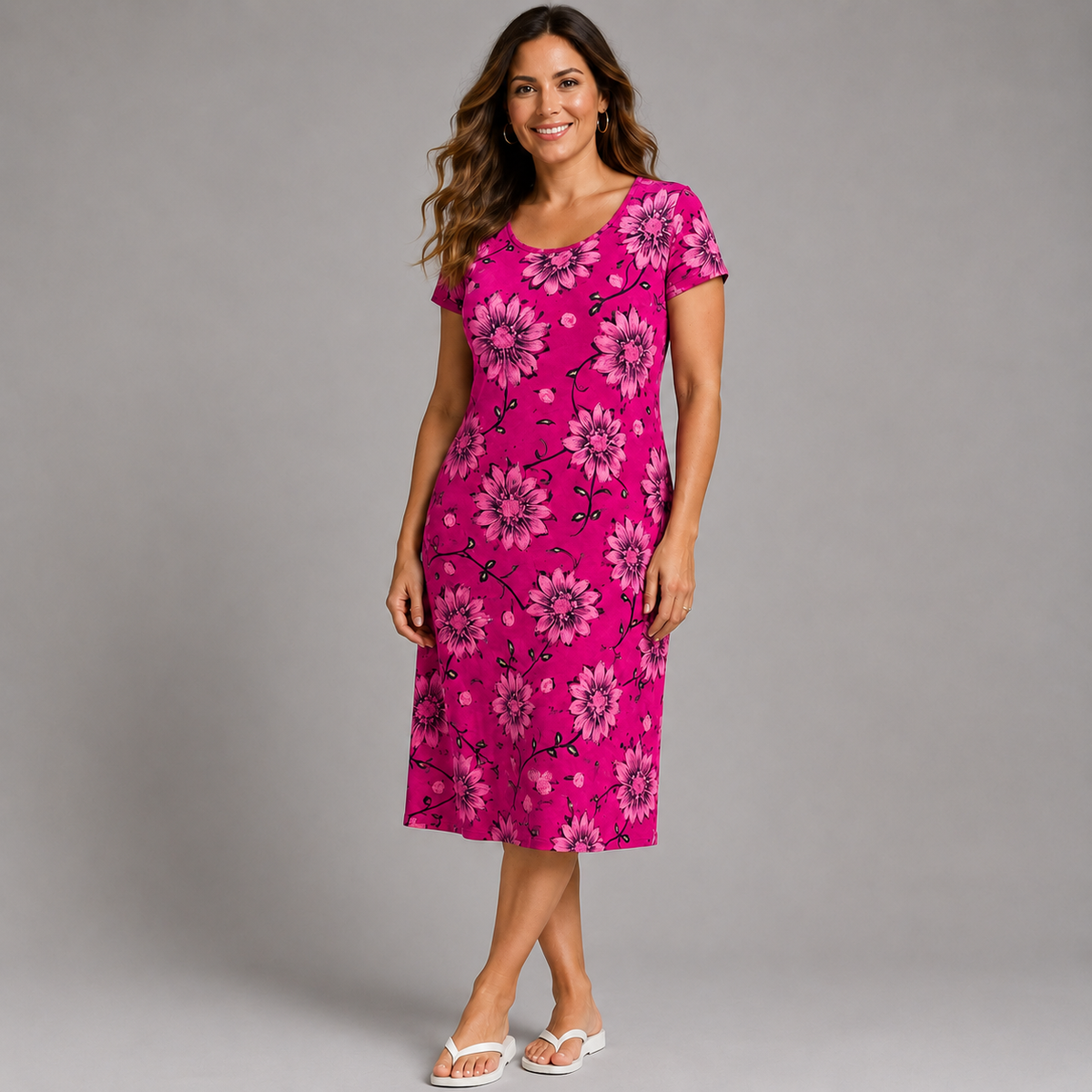 Short Sleeve Floral T‑Shirt Dress
