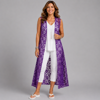 Sleeveless Lace Open Front Duster Jacket
