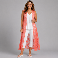 Sleeveless Lace Open Front Duster Jacket